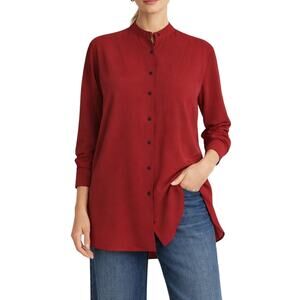 Vintage Ralph Lauren Red Long Sleeve Button Front Blouse Medium